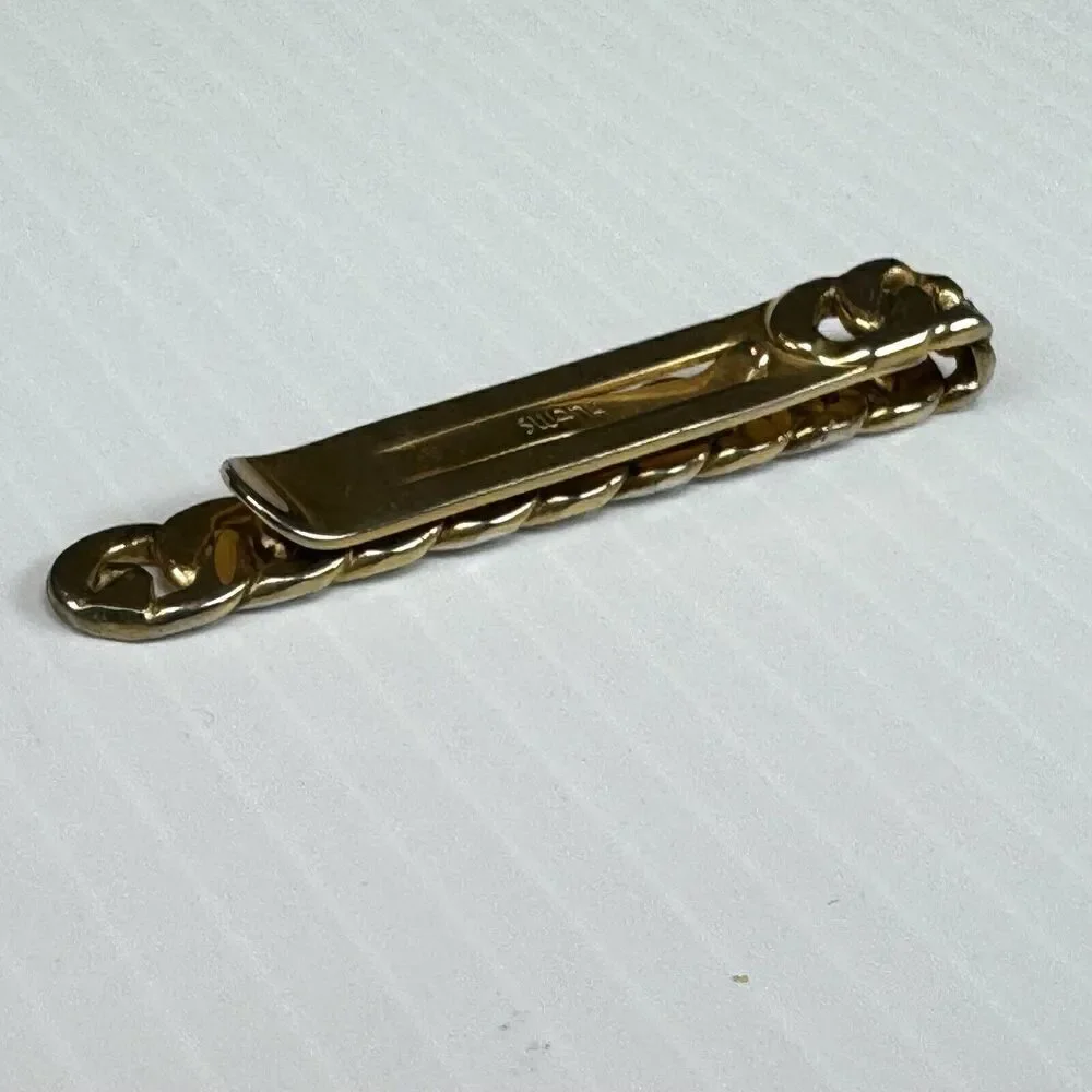 Vintage SWANK Gold Tone Chain Link Tie Bar Men’s Classic Formal Jewelry